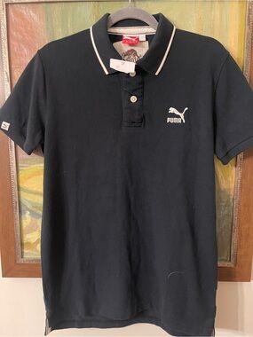Puma Black Polo with White Trim